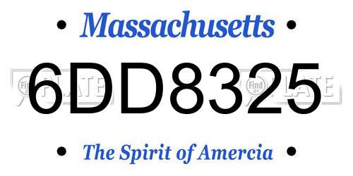 6DD8325 Massachusetts License Plate