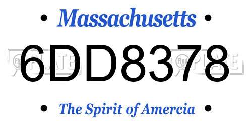 6DD8378 Massachusetts License Plate