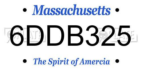 6DDB325 Massachusetts License Plate