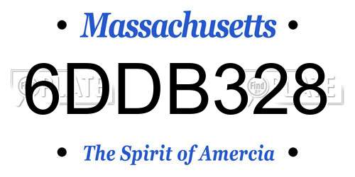 6DDB328 Massachusetts License Plate