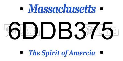 6DDB375 Massachusetts License Plate