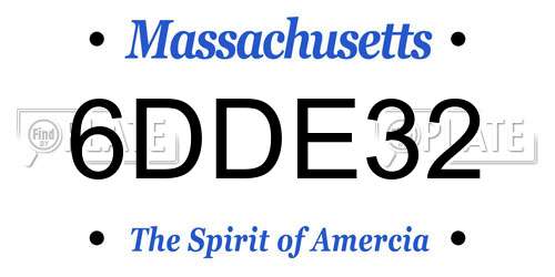 6DDE32 Massachusetts License Plate