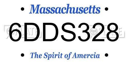6DDS328 Massachusetts License Plate