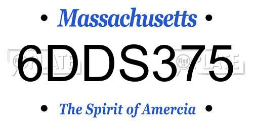 6DDS375 Massachusetts License Plate