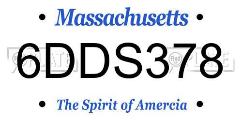 6DDS378 Massachusetts License Plate