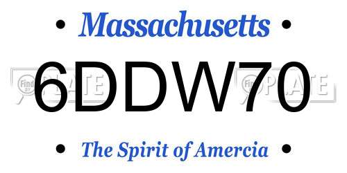 6DDW70 Massachusetts License Plate
