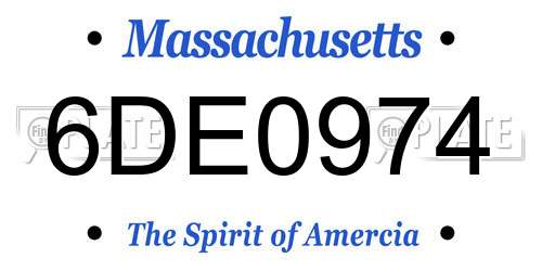 6DE0974 Massachusetts License Plate
