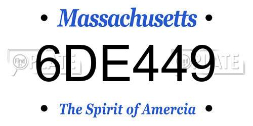 6DE449 Massachusetts License Plate