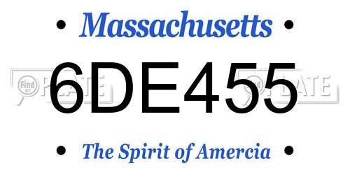 6DE455 Massachusetts License Plate