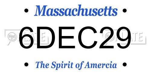 6DEC29 Massachusetts License Plate