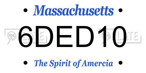 6DED10 Massachusetts License Plate