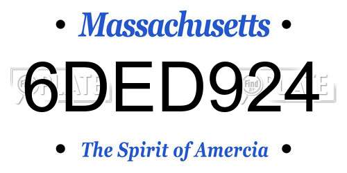 6DED924 Massachusetts License Plate