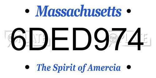 6DED974 Massachusetts License Plate