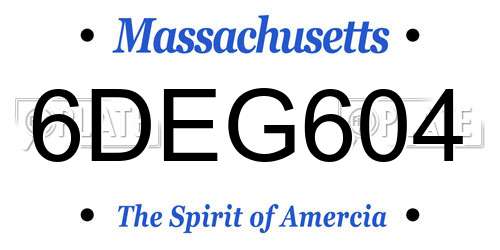 6DEG604 Massachusetts License Plate