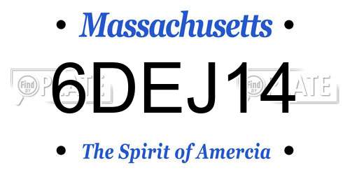 6DEJ14 Massachusetts License Plate