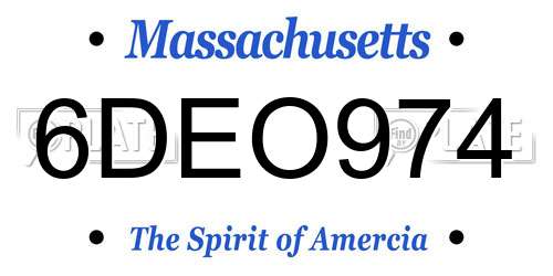 6DEO974 Massachusetts License Plate