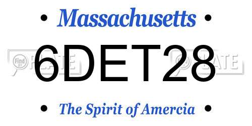 6DET28 Massachusetts License Plate