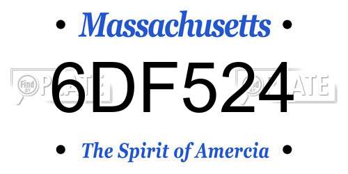6DF524 Massachusetts License Plate