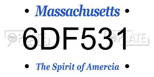 6DF531 Massachusetts License Plate