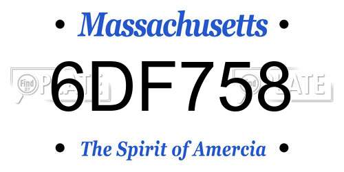 6DF758 Massachusetts License Plate