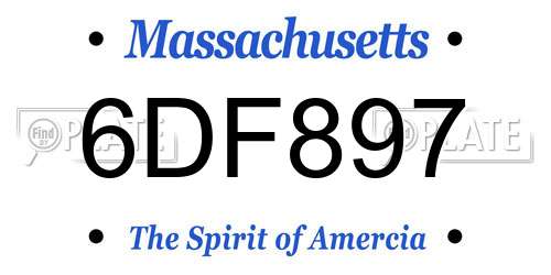 6DF897 Massachusetts License Plate