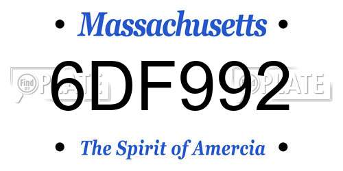 6DF992 Massachusetts License Plate