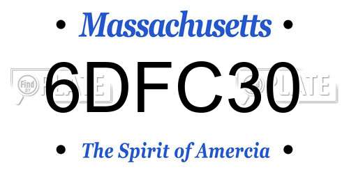6DFC30 Massachusetts License Plate