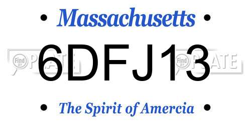 6DFJ13 Massachusetts License Plate