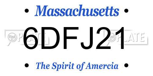 6DFJ21 Massachusetts License Plate