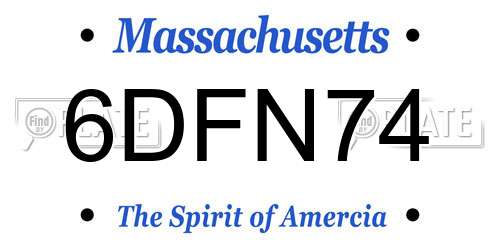 6DFN74 Massachusetts License Plate