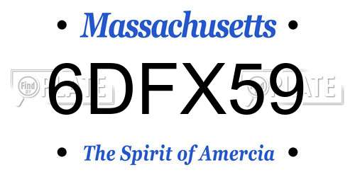 6DFX59 Massachusetts License Plate