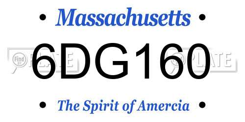 6DG160 Massachusetts License Plate