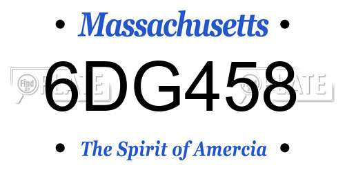 6DG458 Massachusetts License Plate