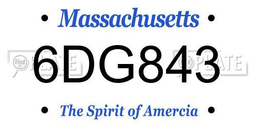 6DG843 Massachusetts License Plate