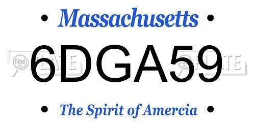 6DGA59 Massachusetts License Plate