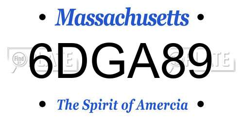 6DGA89 Massachusetts License Plate