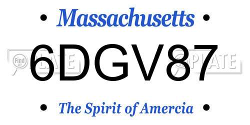 6DGV87 Massachusetts License Plate