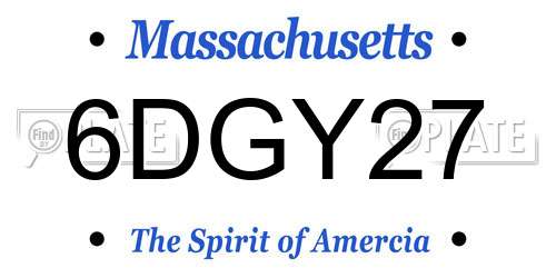 6DGY27 Massachusetts License Plate