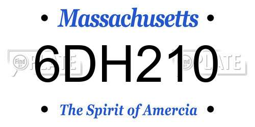 6DH210 Massachusetts License Plate