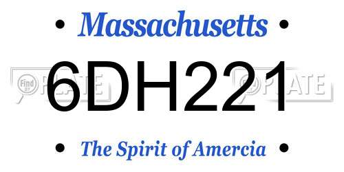 6DH221 Massachusetts License Plate