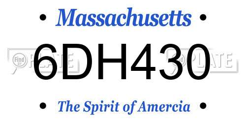 6DH430 Massachusetts License Plate
