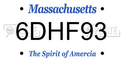 6DHF93 Massachusetts License Plate