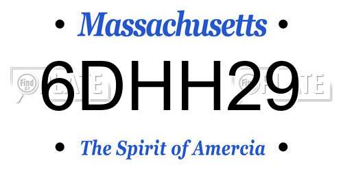 6DHH29 Massachusetts License Plate