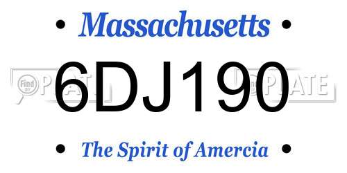 6DJ190 Massachusetts License Plate
