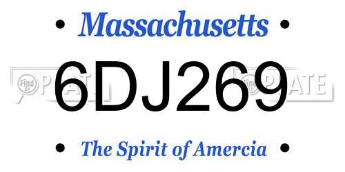 6DJ269 Massachusetts License Plate