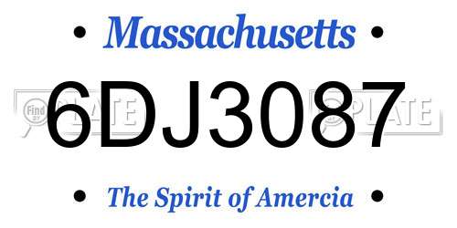 6DJ3087 Massachusetts License Plate
