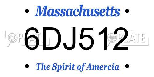 6DJ512 Massachusetts License Plate