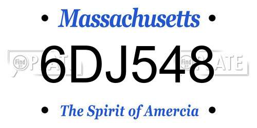 6DJ548 Massachusetts License Plate