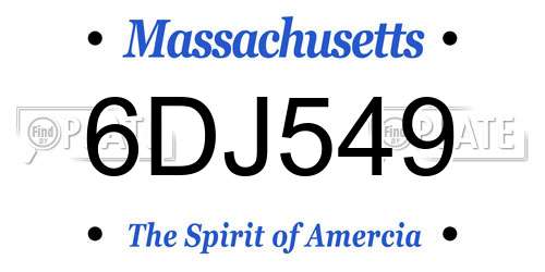 6DJ549 Massachusetts License Plate