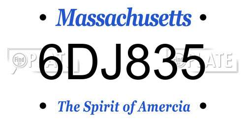 6DJ835 Massachusetts License Plate